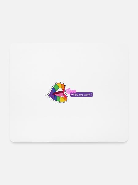 LGBT Bunte Lippen Love what you want Geschenk idee - Mousepad (Querformat) - Weiß