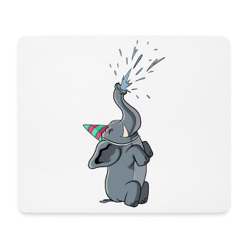 Éléphant de fête avec chapeau de fête - Tapis de souris (format paysage) - blanc - Devant
