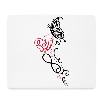 Heart with lettering, butterfly and infinity - Mouse Pad (horizontal) - white - Front