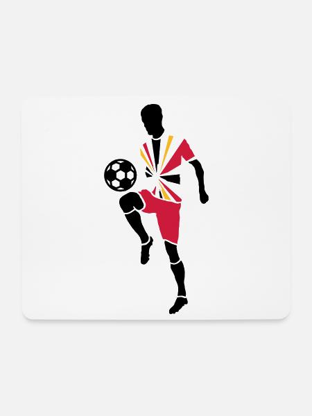 Fußballspieler mit Fußball - Mousepad (Querformat) - Weiß