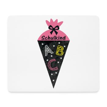 Enfant ABC - Cône d’école en style tableau noir - Rose - Tapis de souris (format paysage) - blanc - Devant