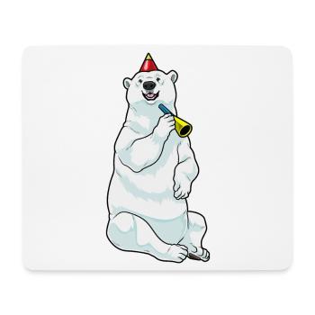 Eisbär Geburtstag Tröte - Mousepad (Querformat) - Weiß - Vorne