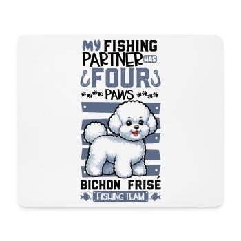 Pêche et Bichon Frisé - Tapis de souris (format paysage) - blanc - Devant