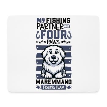 Fishing and Maremma-Abruzzo Shepherd Dog - Mouse Pad (horizontal) - white - Front