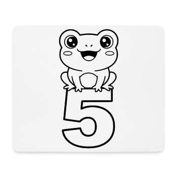Grenouille joyeuse avec le chiffre 5 (dessin animé) - Tapis de souris (format paysage) - blanc - Devant