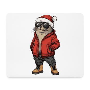 Robbe Tier Weihnachten Winter - Mousepad (Querformat) - Weiß - Vorne
