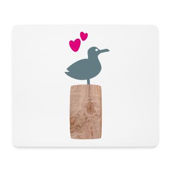 Seagull Beach Pink Hearts North Sea Baltic Sea Sea Holiday - Mouse Pad (horizontal) - white - Front