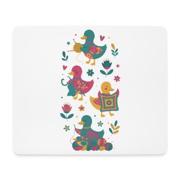 Lustige Enten für Häkelliebhaber und Garn - Mousepad (Querformat) - Weiß - Vorne