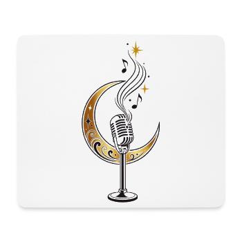 Vintage Mikrofon mit Mondsichel – Musik - Mousepad (Querformat) - Weiß - Vorne