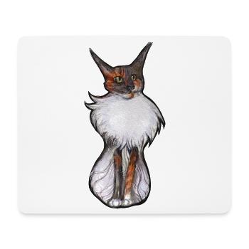 Verspieltes Calico-Katzenporträt - Mousepad (Querformat) - Weiß - Vorne