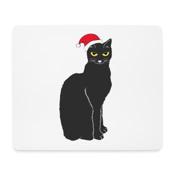 Chat méchant avec chapeau de Père Noël Drôle de vœux de Noël - Tapis de souris (format paysage) - blanc - Devant