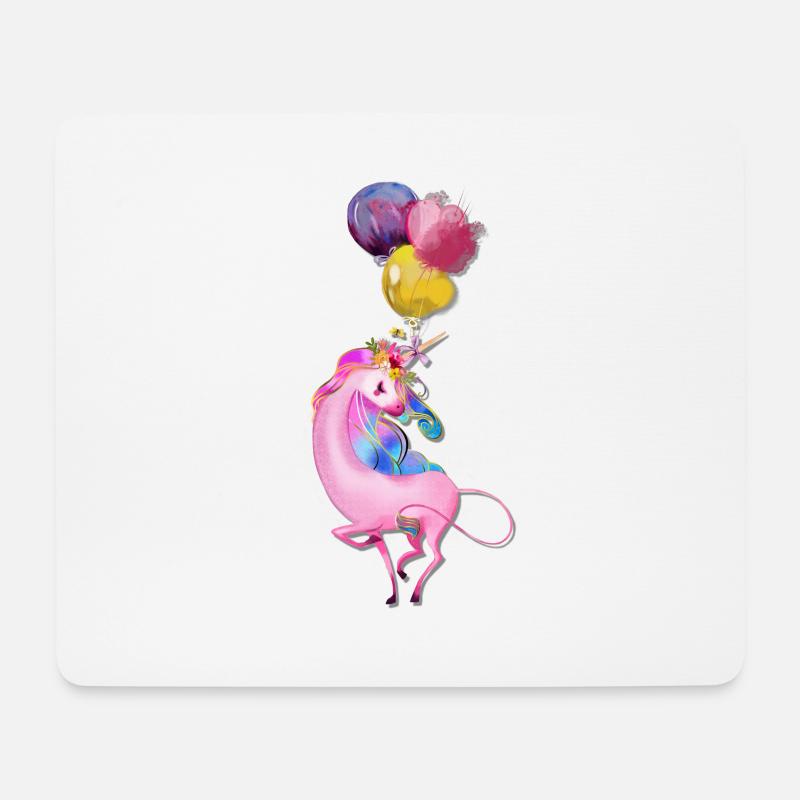 licorne mignonne - Tapis de souris (format paysage) - blanc
