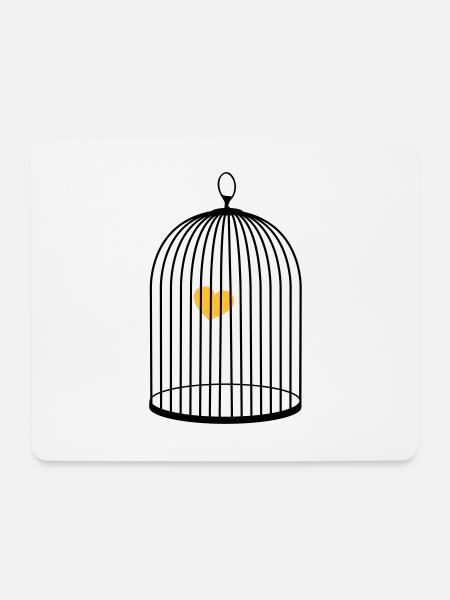 flying heart with wings caught in cage - Mouse Pad (horizontal) - white