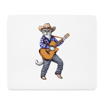 Cowboy Cat Guitariste - Tapis de souris (format paysage) - blanc - Devant