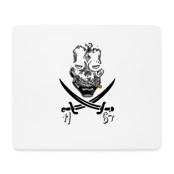 Smoking Skull Noir - Tapis de souris (format paysage) - blanc - Devant