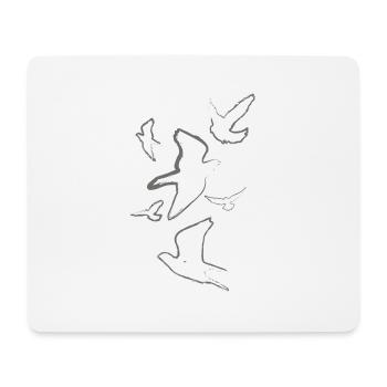 pigeons,oiseaux,dessin,dessin au fusain,gris,sourd - Tapis de souris (format paysage) - blanc - Devant