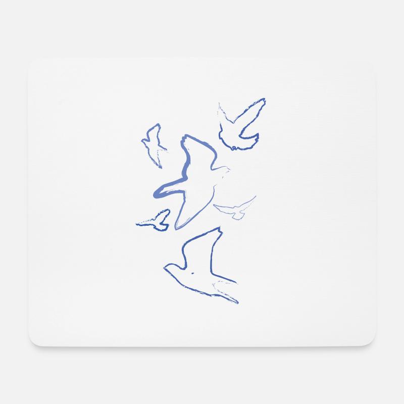 tauben,vögel,zeichnung,kohlezeichnung,blau,taube - Mousepad (Querformat) - Weiß