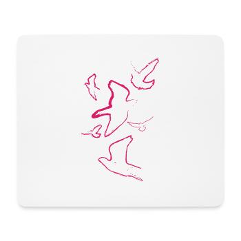 pigeons, oiseaux, dessin, dessin au fusain, rose, sourd - Tapis de souris (format paysage) - blanc - Devant