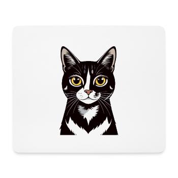 Cat Portrait Black White Cat Contrast Motif - Mouse Pad (horizontal) - white - Front