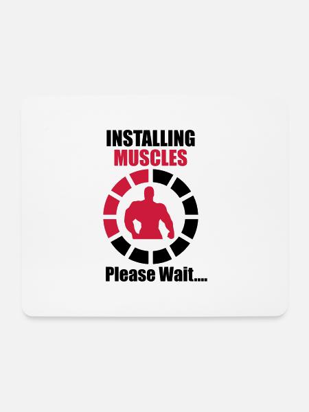 Installing Muscles (Loading) Funny - Mousepad (Querformat) - Weiß
