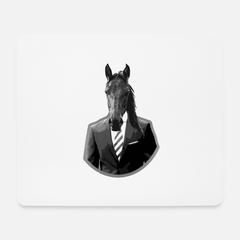 Pferd im Anzug - Mousepad (Querformat) - Weiß