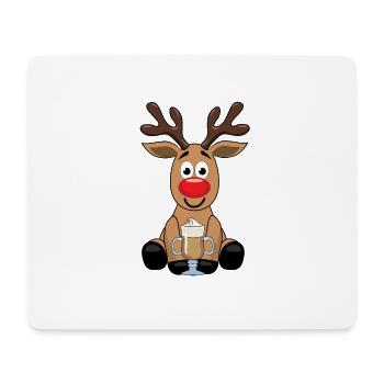 Rudolf Rentier mit heißer Schokolade - Mousepad (Querformat) - Weiß - Vorne