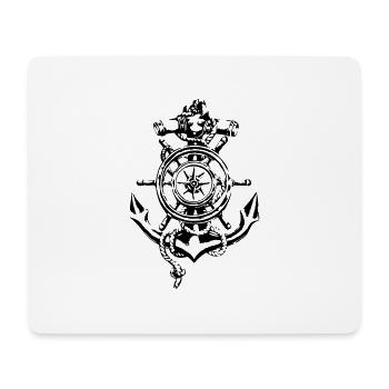 anker kompass steuerrad - Mousepad (Querformat) - Weiß - Vorne