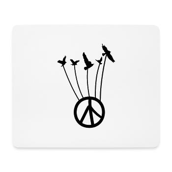 Peace symbol with flying birds - Mouse Pad (horizontal) - white - Front