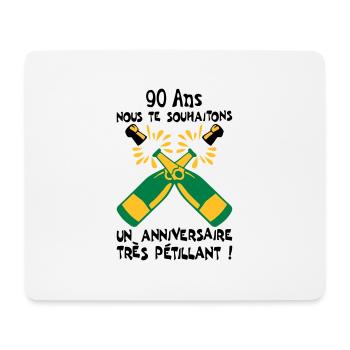 90 ans bouteille petillant anniversaire - Tapis de souris (format paysage) - blanc - Devant