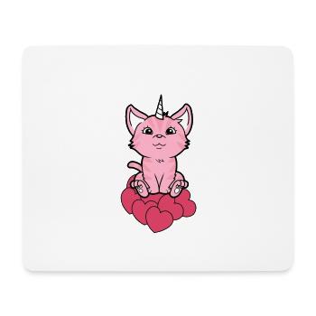 Unicorn Cat Cats Kitten Baby Heart Fantasy - Mouse Pad (horizontal) - white - Front