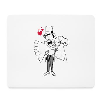 Dessin animé mariée coeur marié mariée marié mariage mariage - Tapis de souris (format paysage) - blanc - Devant