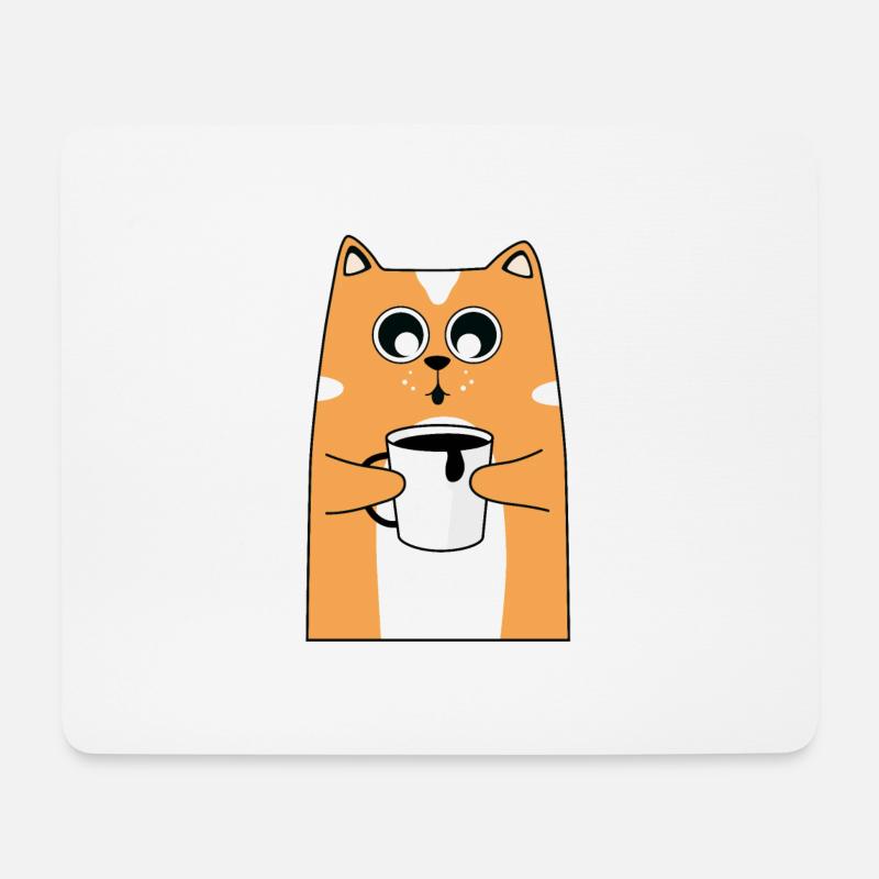 Cat Coffee Design - Tapis de souris (format paysage) - blanc