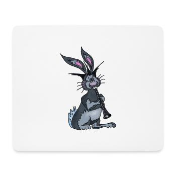 Benny der Hase spielt Klarinette - Mousepad (Querformat) - Weiß - Vorne