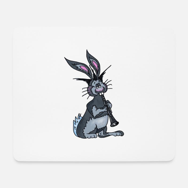 Benny the rabbit plays the clarinet - Mouse Pad (horizontal) - white