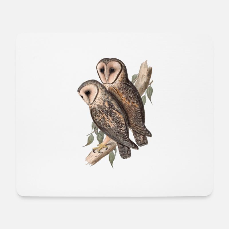 Eule Eulenpärchen Schleiereule - Mousepad (Querformat) - Weiß