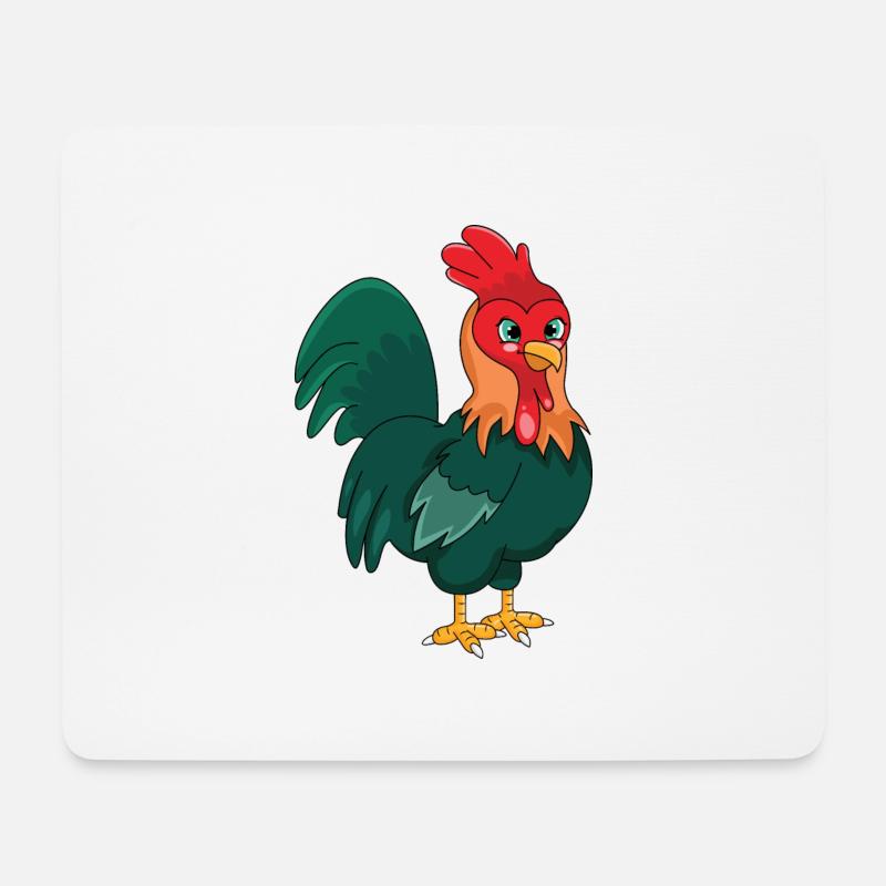 Hahn - Mousepad (Querformat) - Weiß