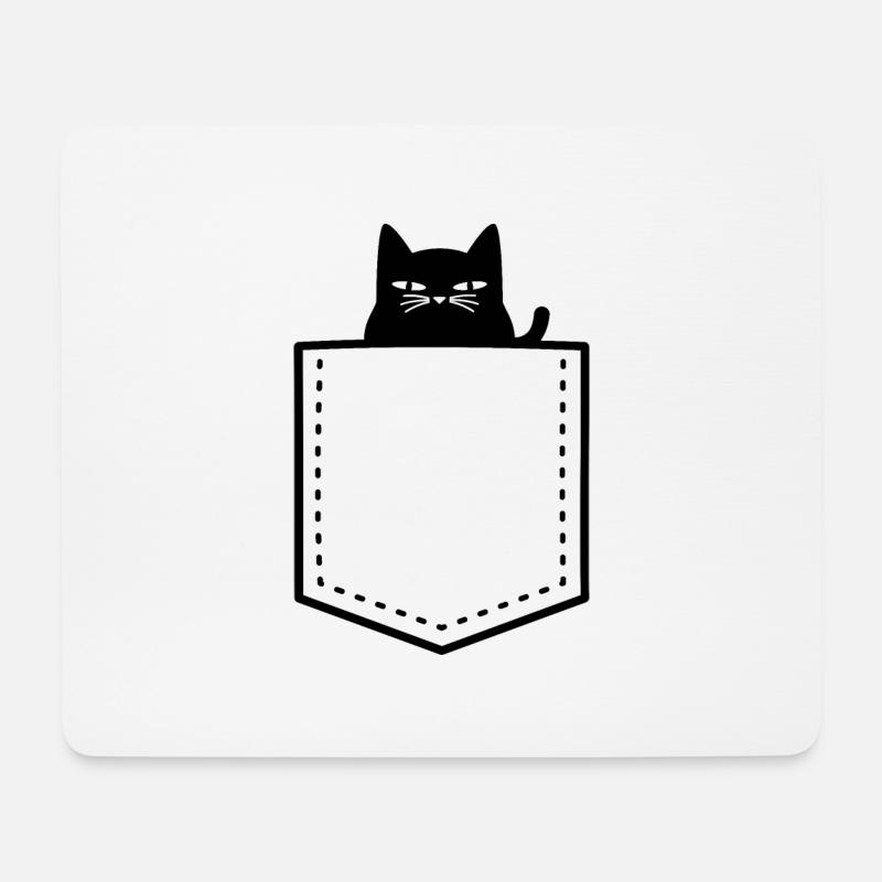 Katze in Brusttasche - Mousepad (Querformat) - Weiß