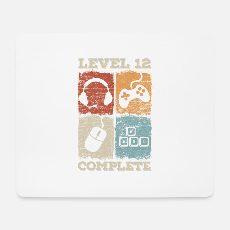 12. Geburtstag Level Complete Gaming - Mousepad (Querformat) - Weiß
