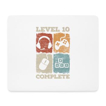 10. Geburtstag Level Complete Gaming - Mousepad (Querformat) - Weiß - Vorne