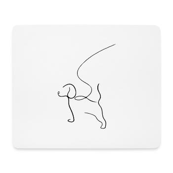 Hund an der Leine Line Art - Minimalistisch - Mousepad (Querformat) - Weiß - Vorne