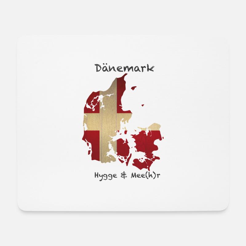 Dänemark Hygge & Mee(h)r Flagge Holz - Mousepad (Querformat) - Weiß