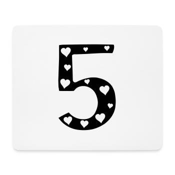 5 Anniversaire avec cœur - Tapis de souris (format paysage) - blanc - Devant