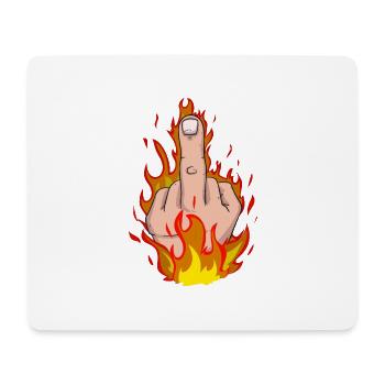 Mittelfinger mit Flammen - Mousepad (Querformat) - Weiß - Vorne