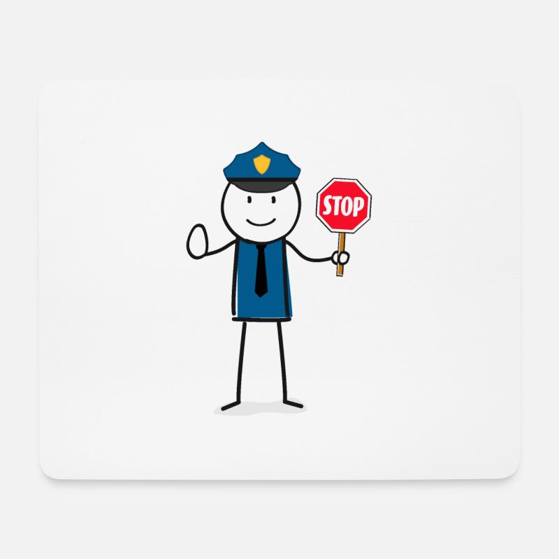 Polizei Stop Strichmännchen - Mousepad (Querformat) - Weiß