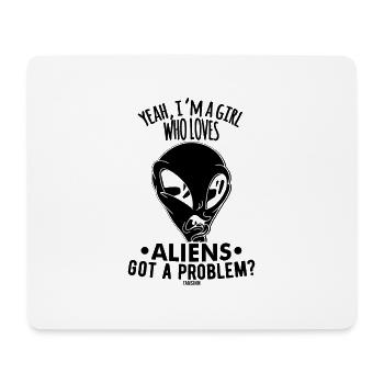 Une fille aime les extraterrestres - Tapis de souris (format paysage) - blanc - Devant