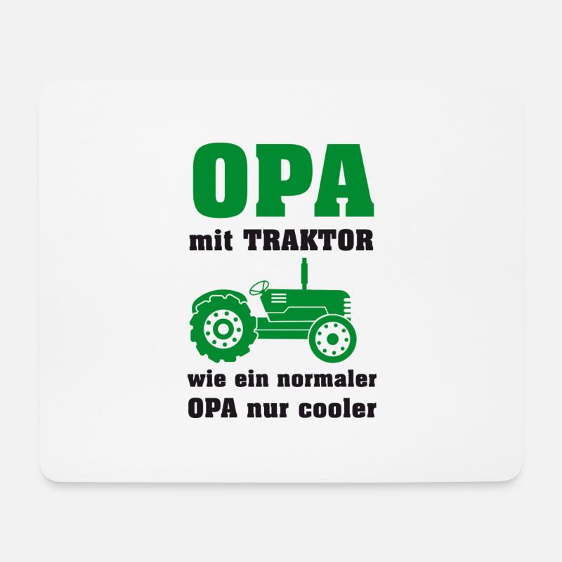 Opa mit Traktor - Mousepad (Querformat) - Weiß