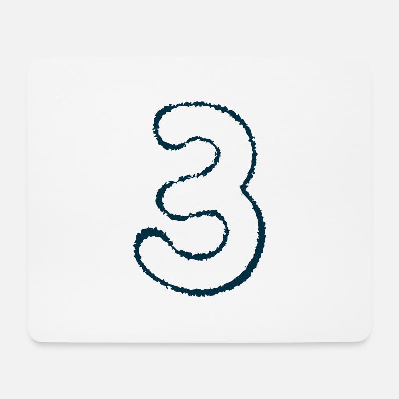 Nummer 3 - Mousepad (Querformat) - Weiß