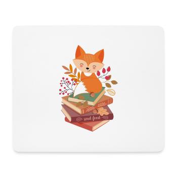 Fuchs auf Bücherstapel - Mousepad (Querformat) - Weiß - Vorne