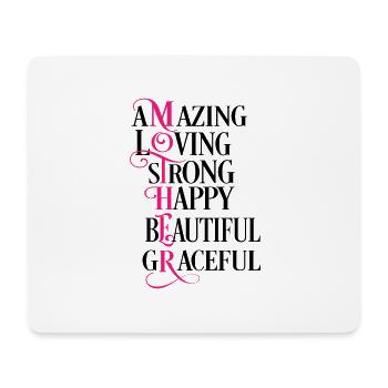 Mother, amazing, loving, strong, happy, beautiful - Tapis de souris (format paysage) - blanc - Devant