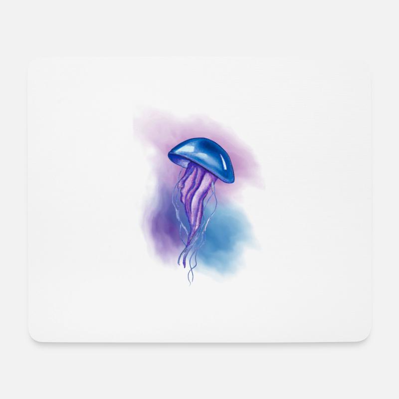 Qualle Jellyfish Wasserfarben Kunst Geschenk - Mousepad (Querformat) - Weiß